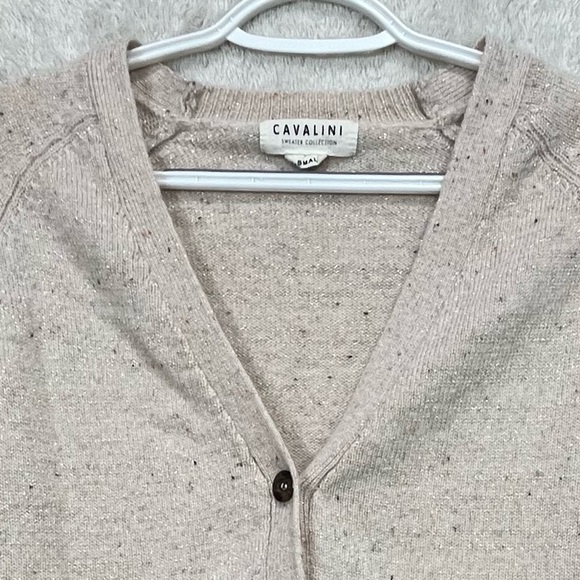 Cavalini Women's Button Cardigan Sweater xs Pockets Metallic Thread Shimmer - Picture 2 of 16